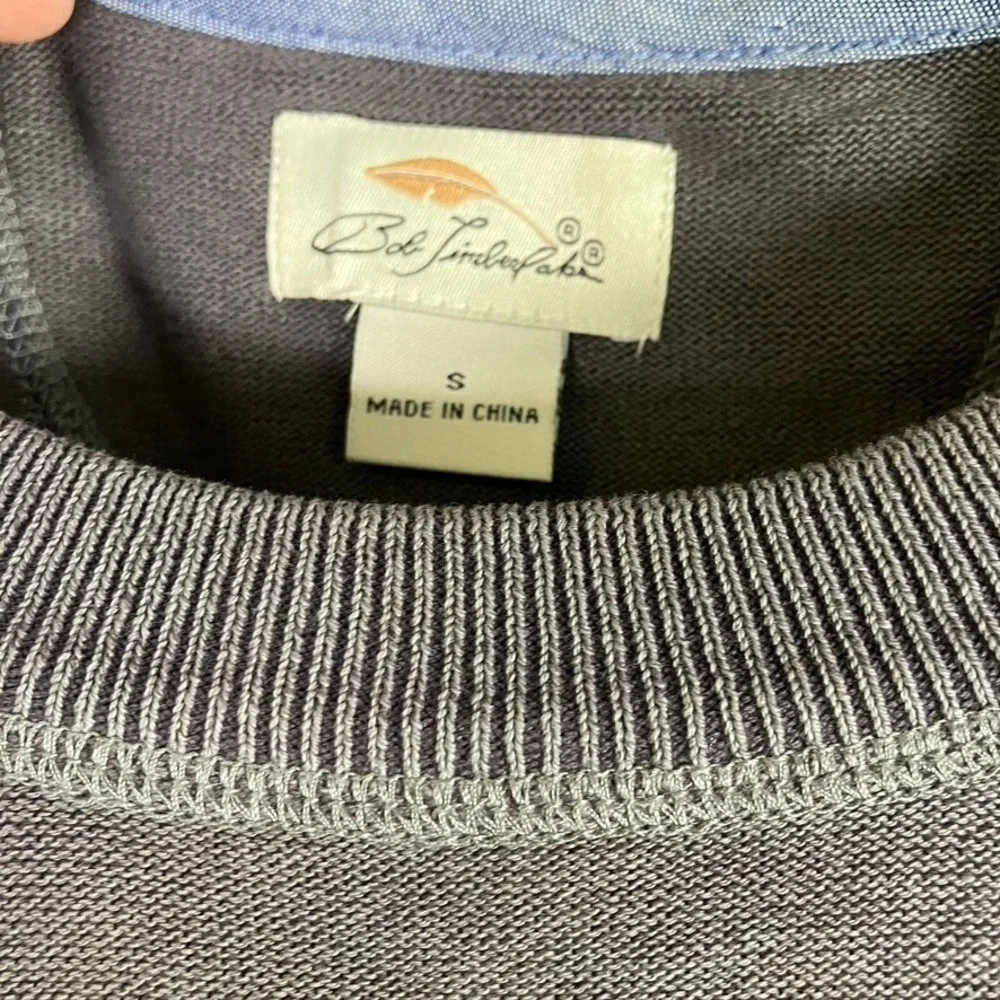 Bob Timberlake Mens Gray Knit Long Sleeve‎ Crewneck Sweater Size S Cotton